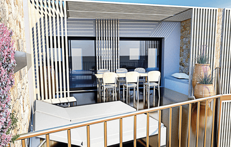 Immobilier Ile Rousse - Programme immobilier neuf à Lozari - terrasse avec pergola