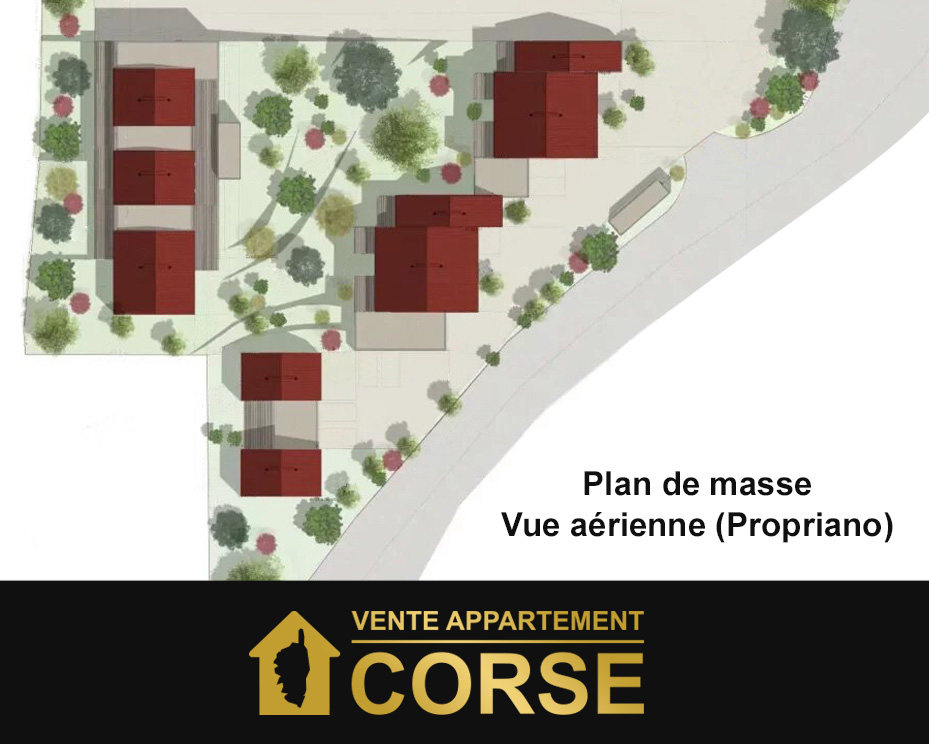 Vente appartement Corse Propriano T1 T2 T3 Villa centre ville vue mer vue aerienne plan de masse immobilier neuf propriano VEFA